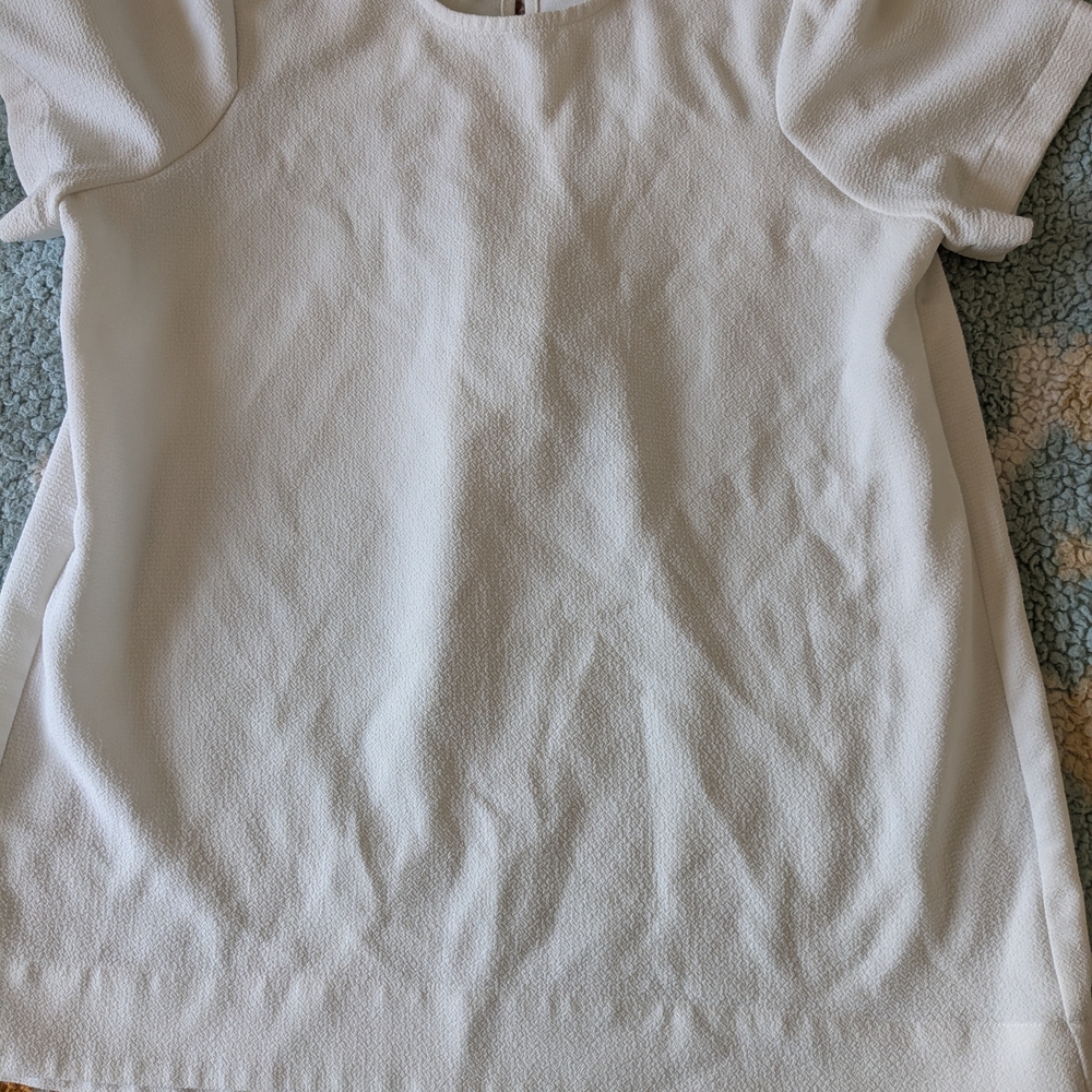 Madewell White Textured Scoop Neck Top